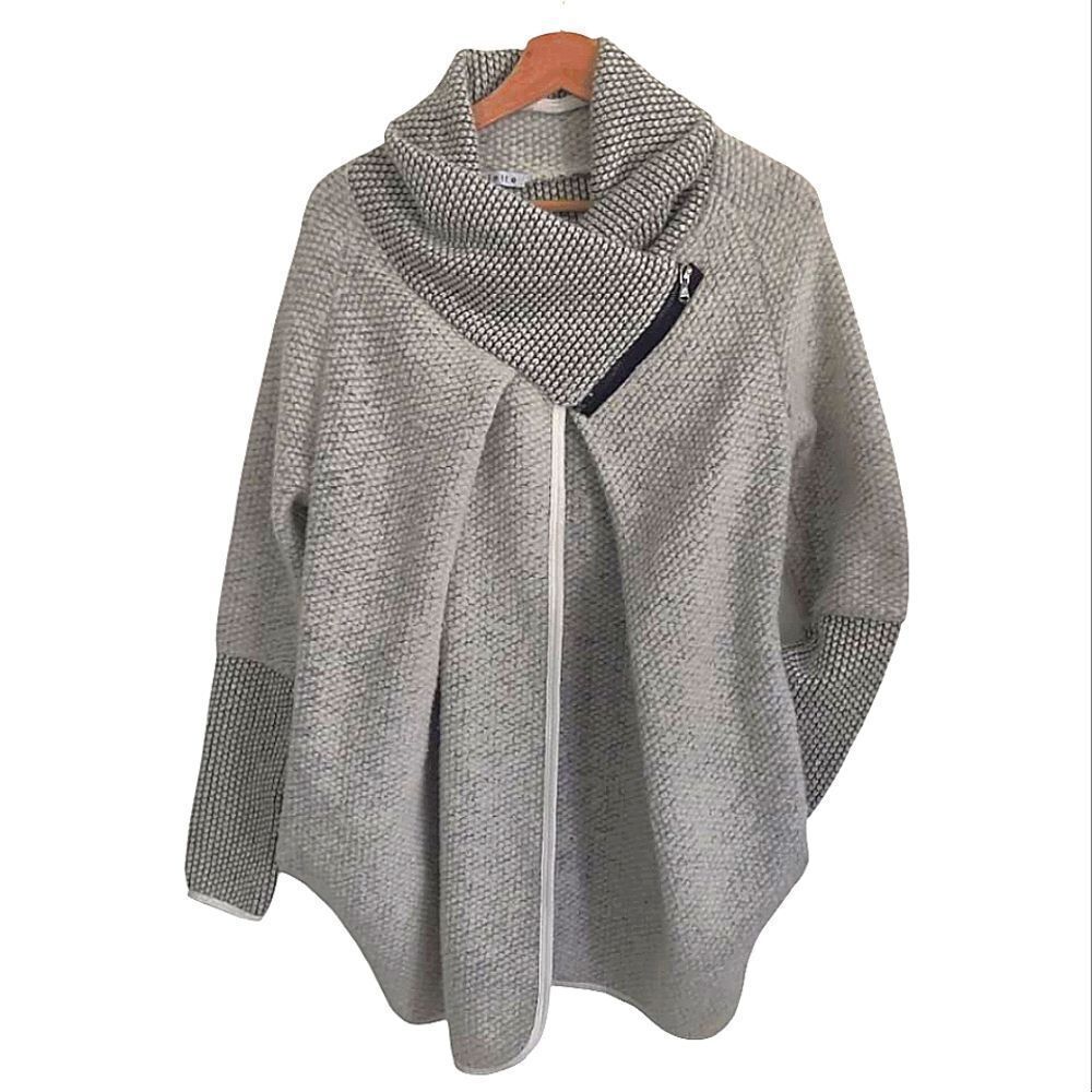 Colette Italy Wool Blend Chic Gray Cowl Neck Sweater Sz L